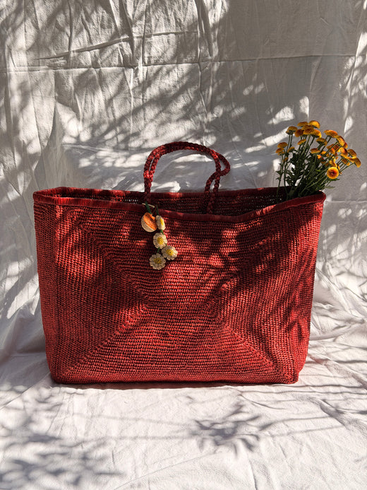 Panier raphia terracotta maxi - Mila