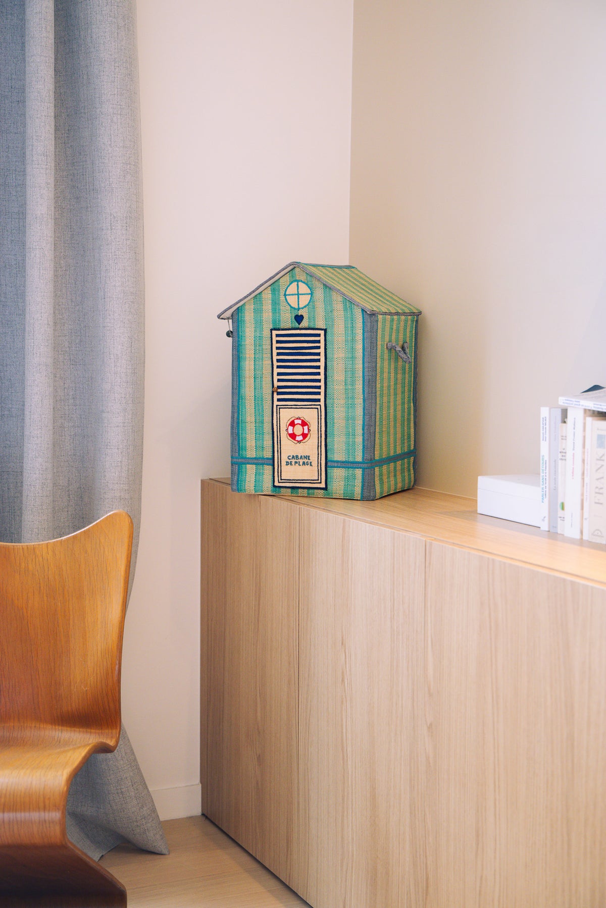 Maison Deauville Bleue - rangement chambre bébé raphia artisanal