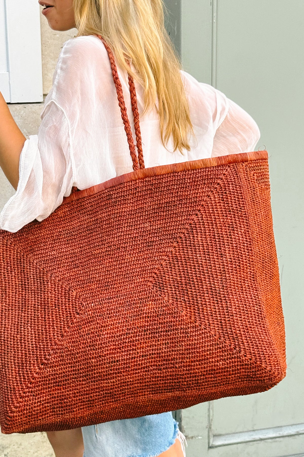 Panier raphia terracotta maxi - Mila