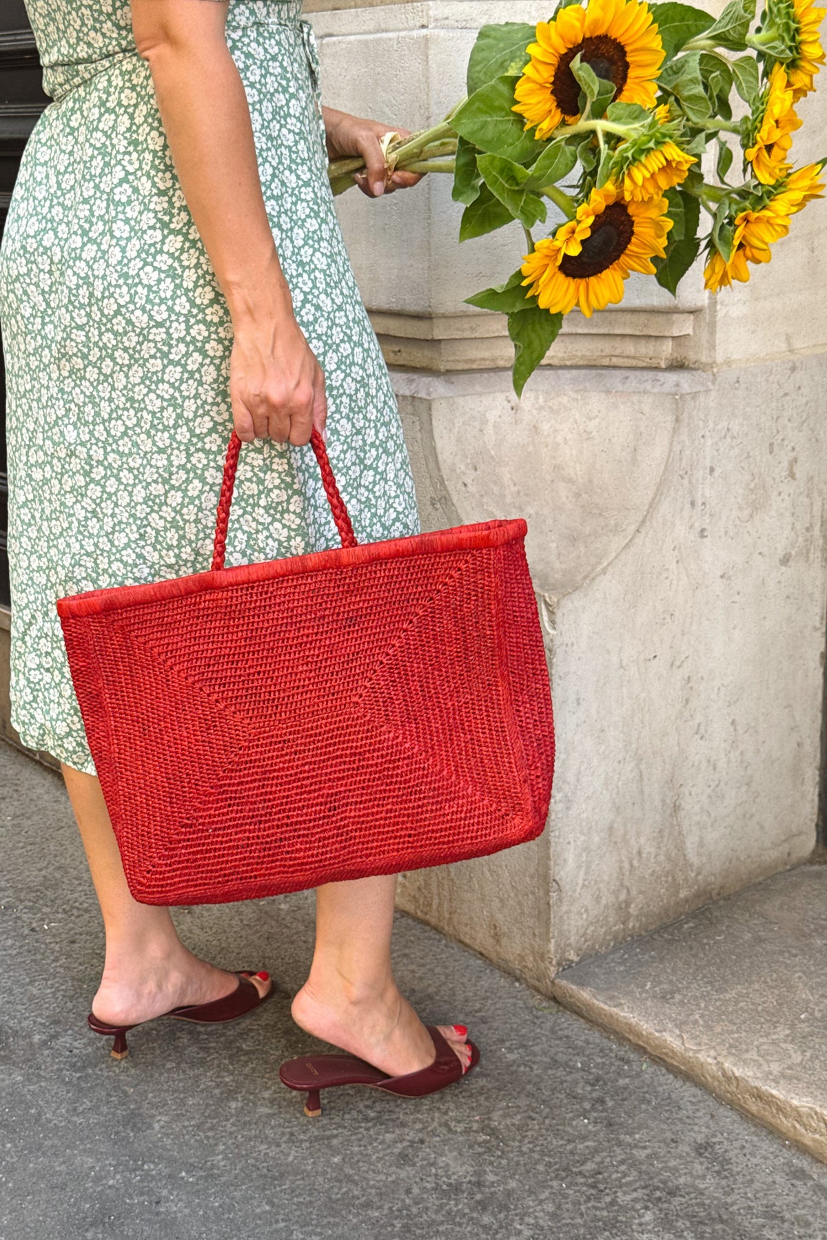 Panier raphia rouge mini - Mila