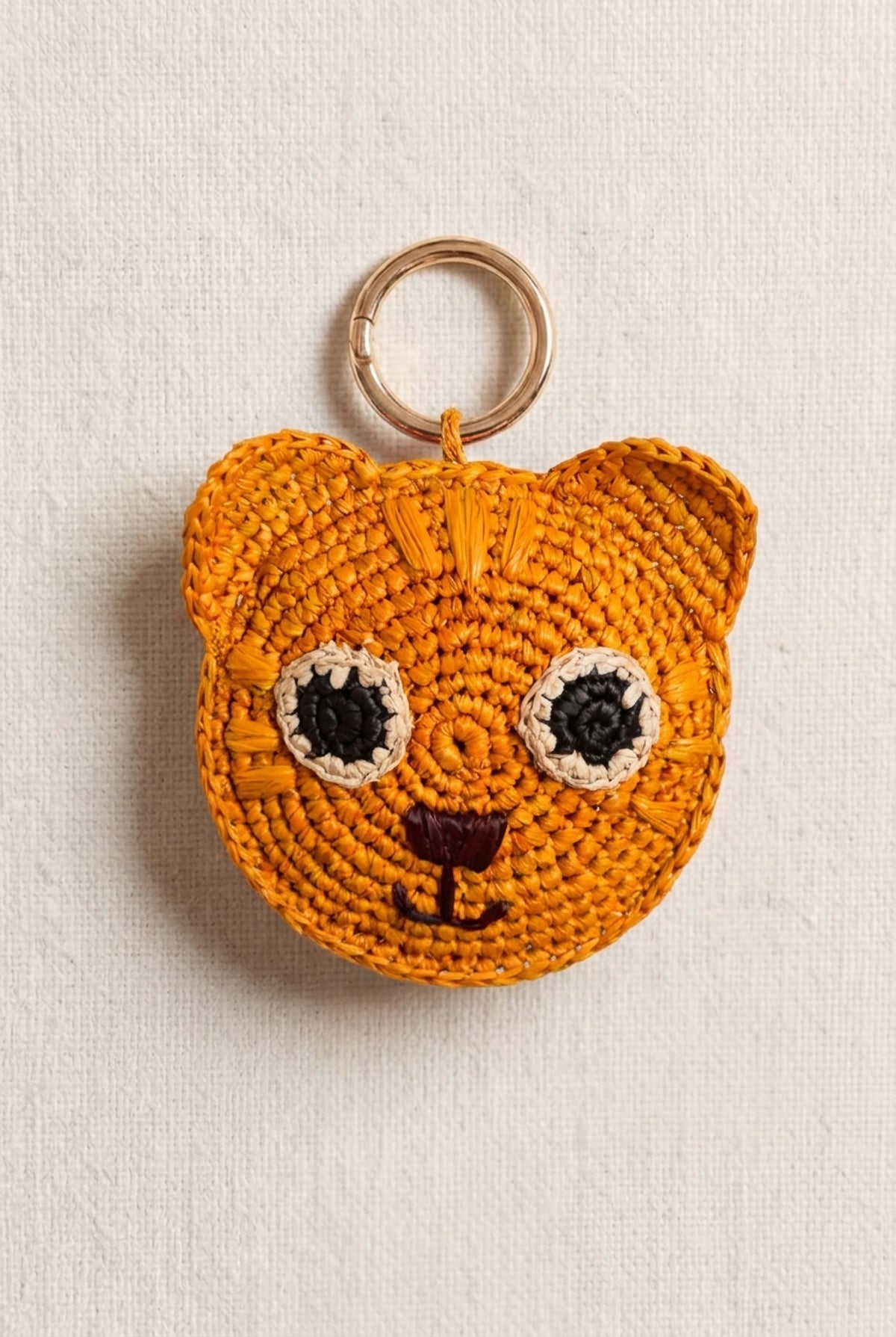 Porte-clé chat en raphia, bijou de sac fait main Poumpoum Kids