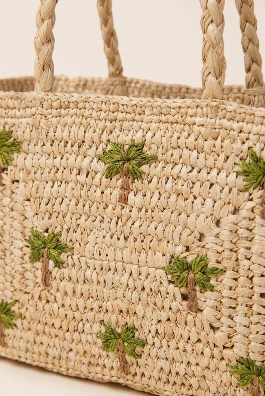 PANIER MINI RAPHIA BRODERIE PALMIERS