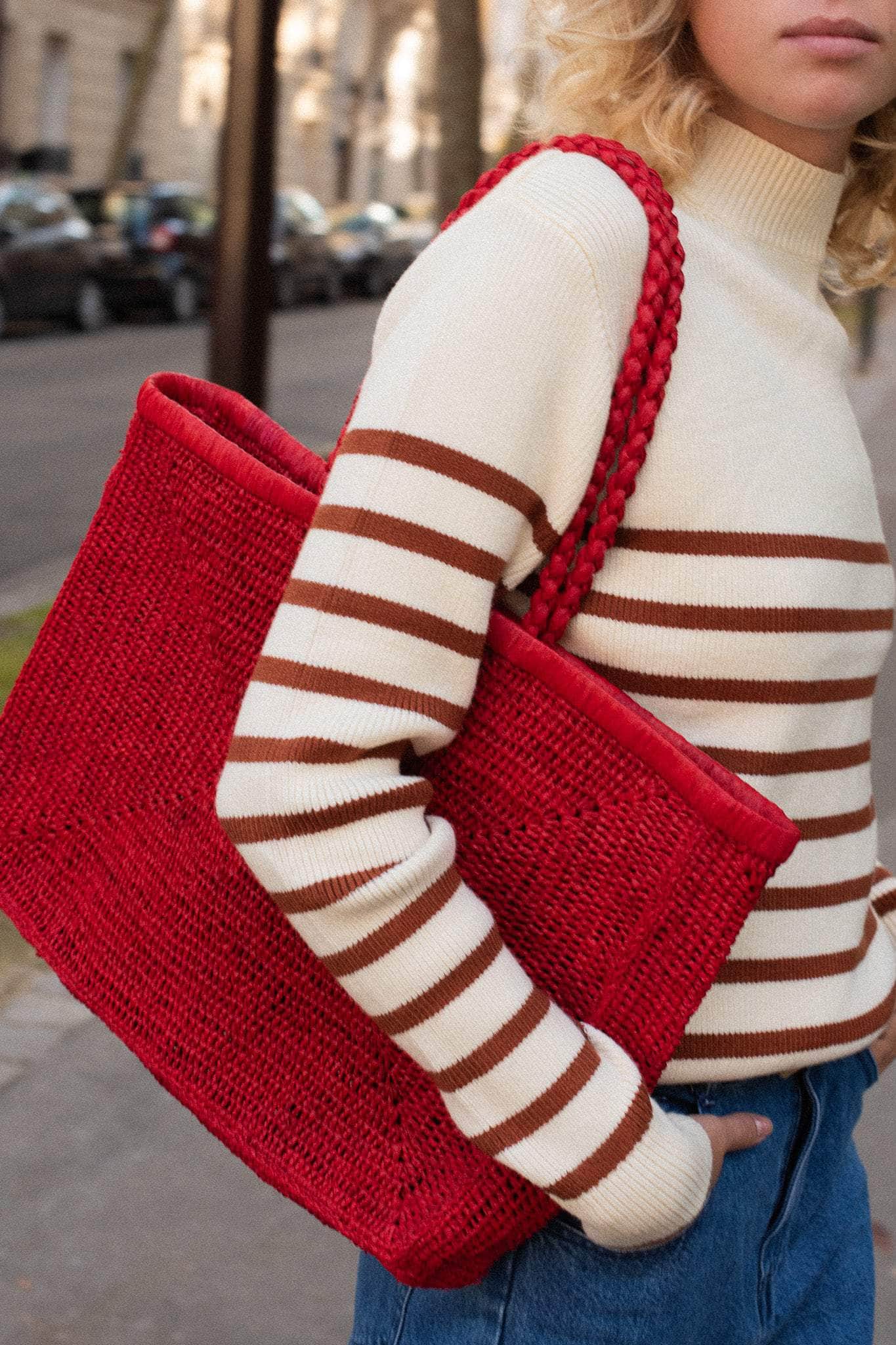 Petit Panier Mila Rouge - panier d'accessoire mariage fait main