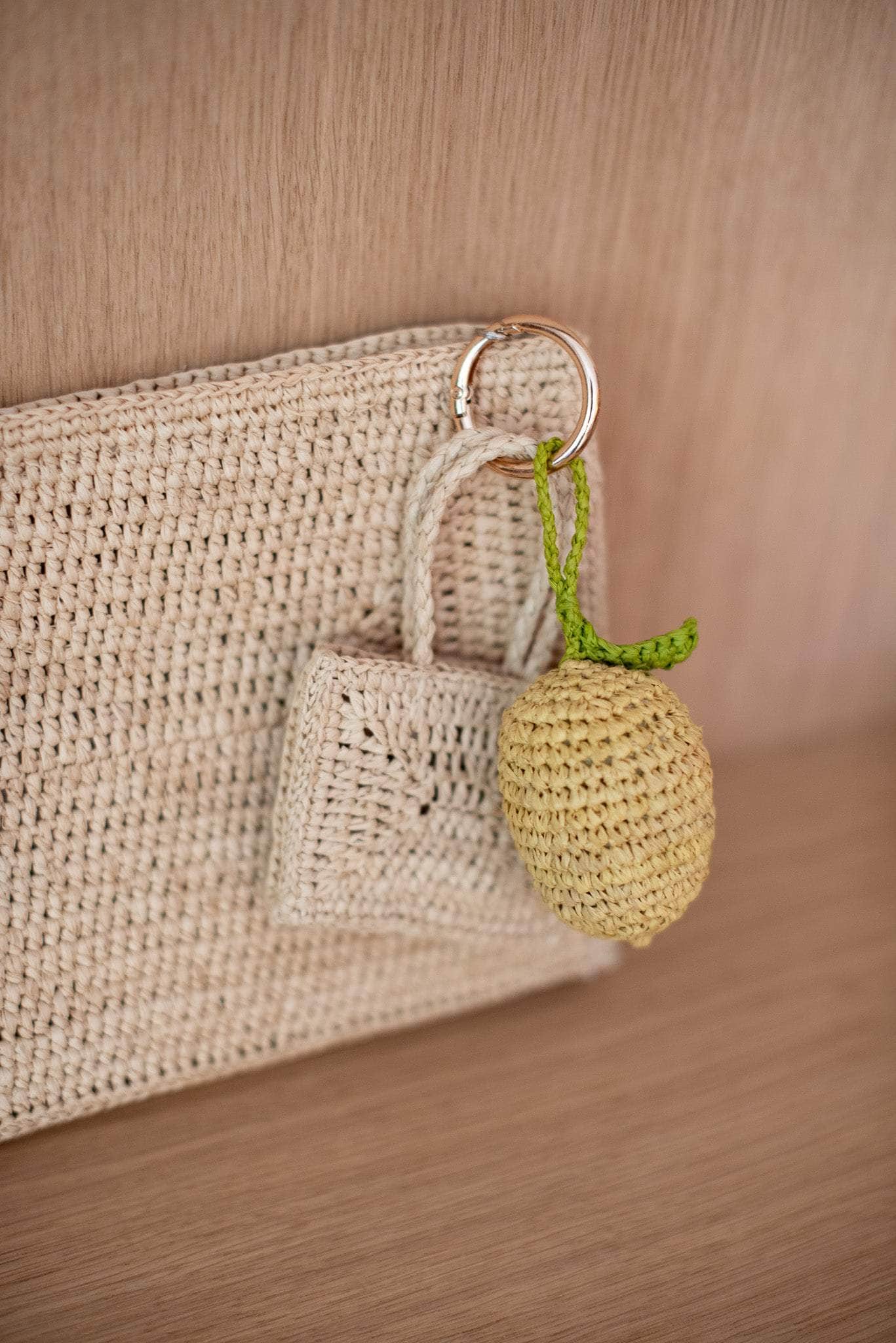 Porte-clé Citron - porte-clé accessoire raphia cadeau