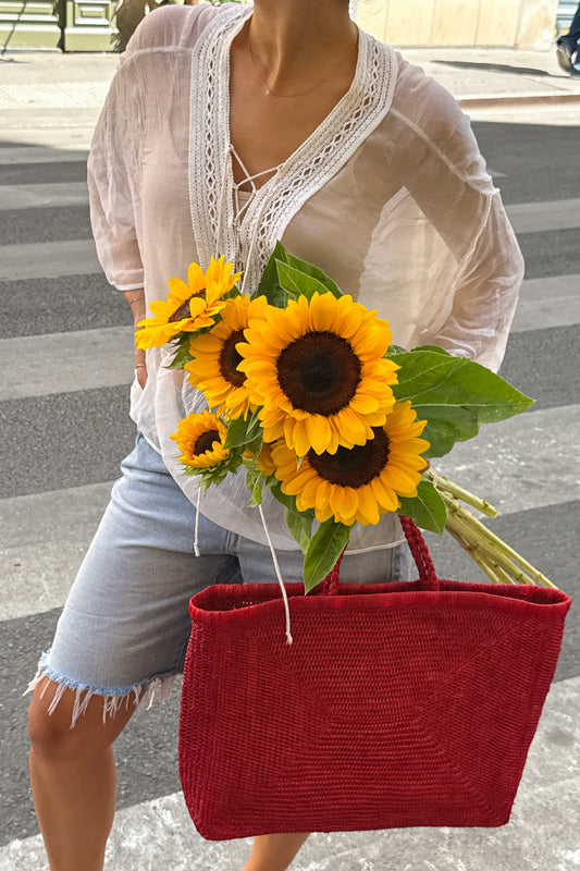 Panier raphia rouge mini - Mila
