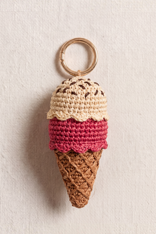 Porte-clé raphia glace
