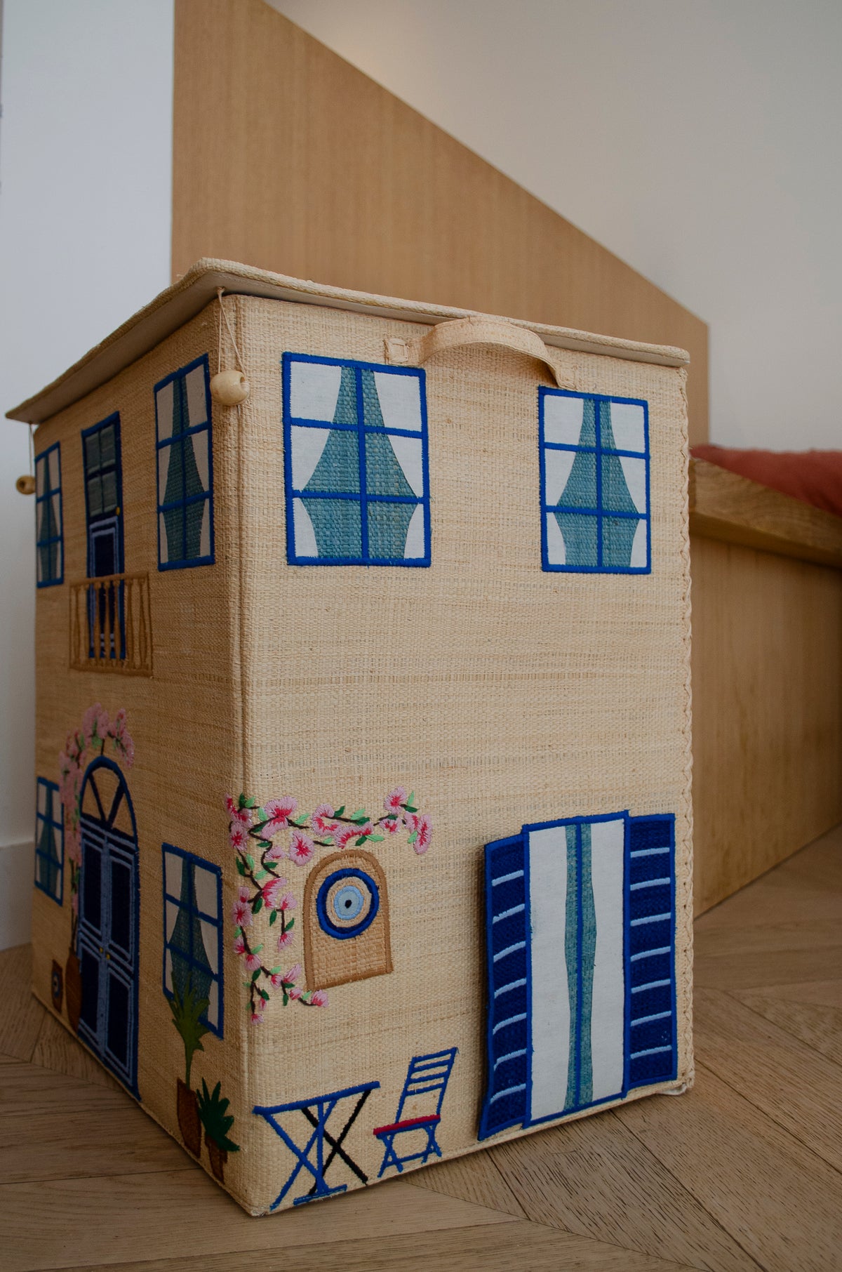 Maison Mykonos - rangement chambre bébé raphia artisanal