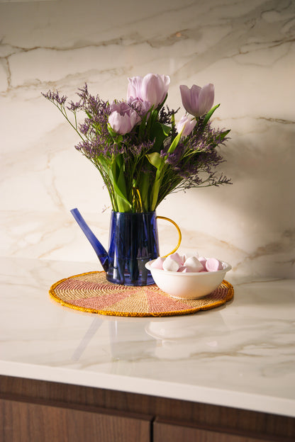 Set de table Pio Rosace Rose Safran - décoration table été raphia