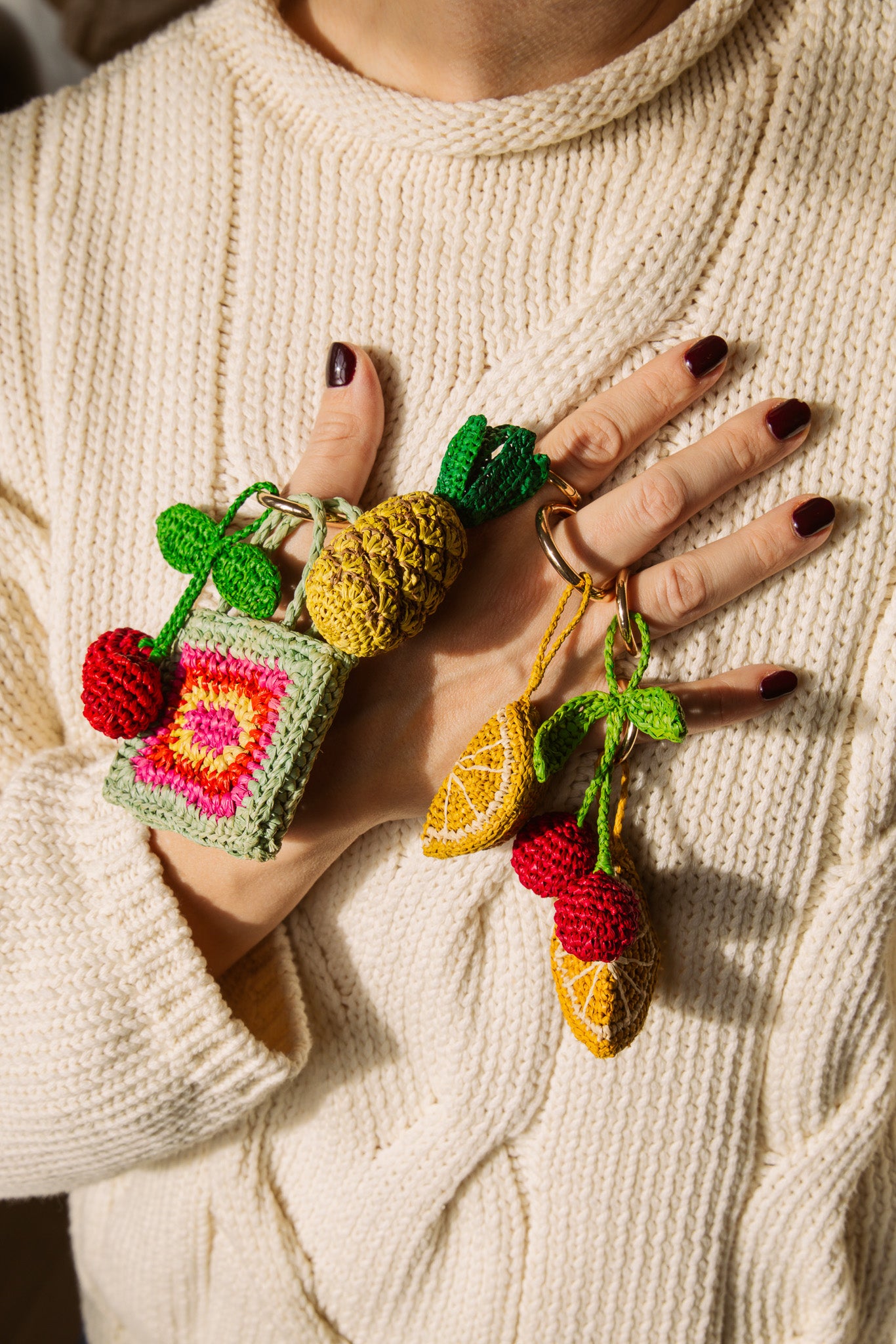 Porte-clés raphia naturel - collection accessoires Poumpoum Kids