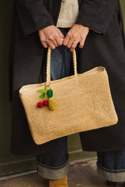 Porte-clé Cerise - porte-clé accessoire raphia cadeau