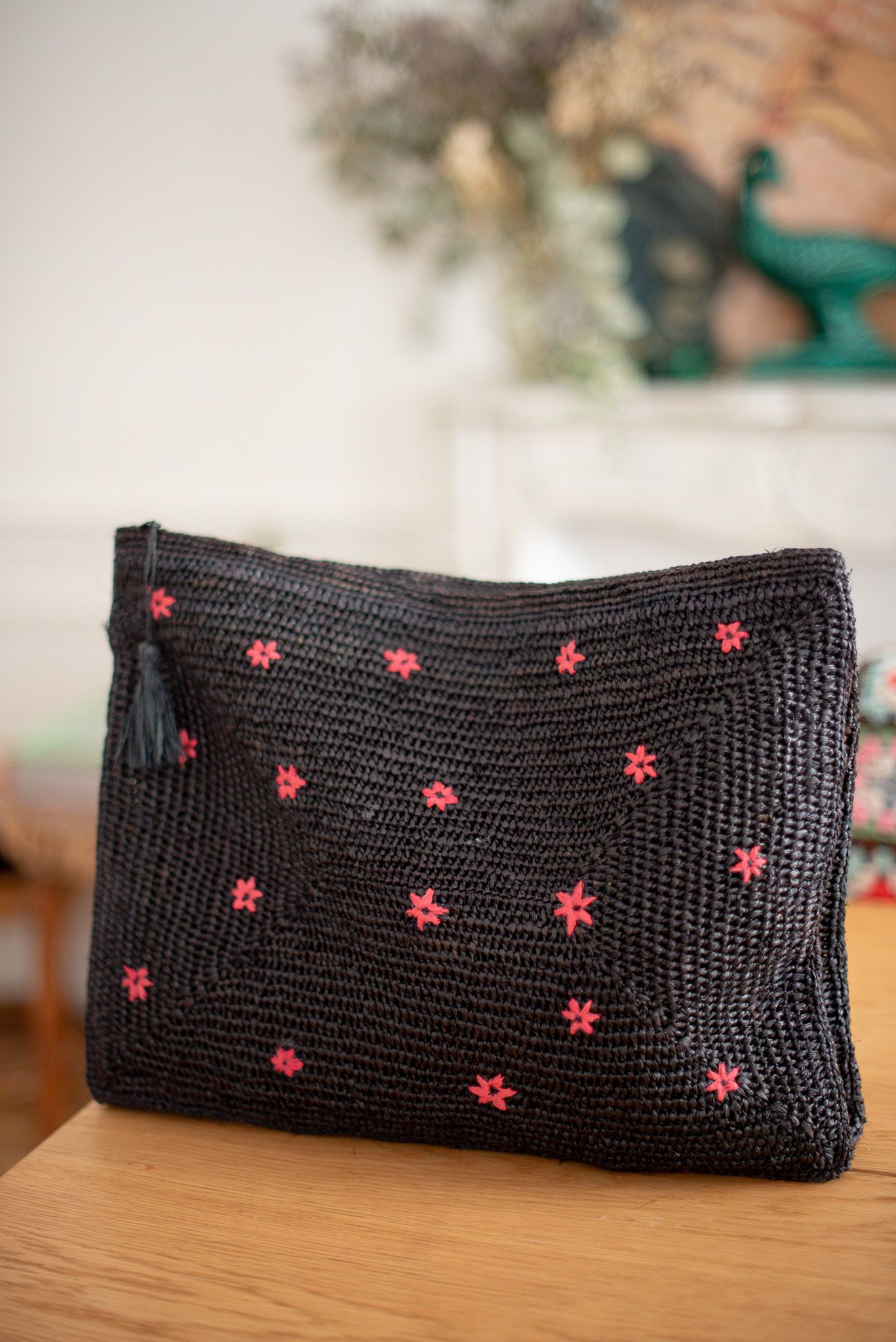 POCHETTE RAPHIA CROCHET - FLEURS - ROUGE - POUMPOUM KIDS