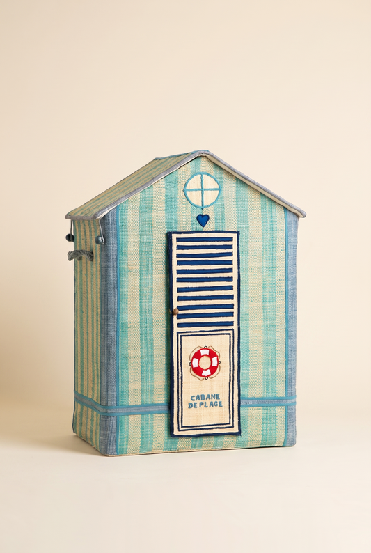 Coffre de rangement raphia – Maison Deauville bleue