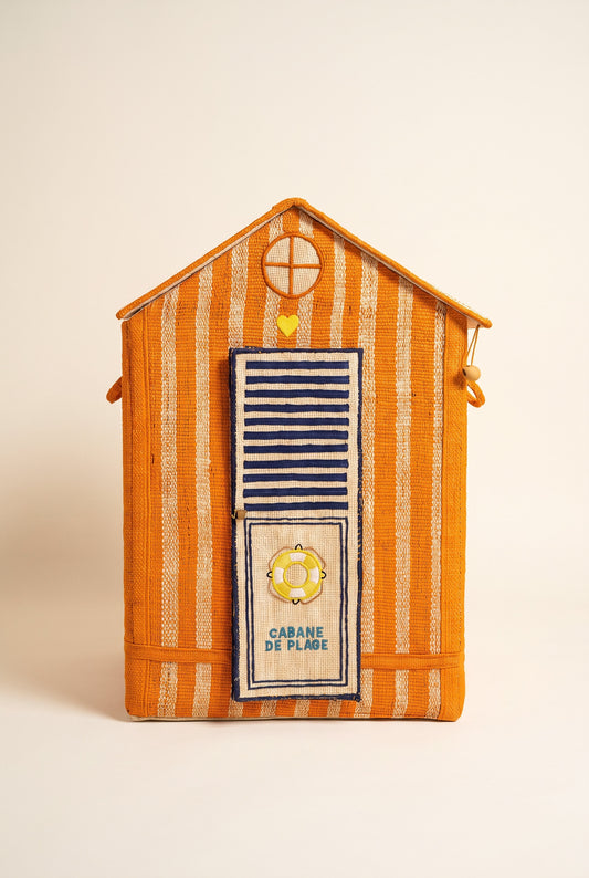 Coffre de rangement raphia – Maison Deauville orange