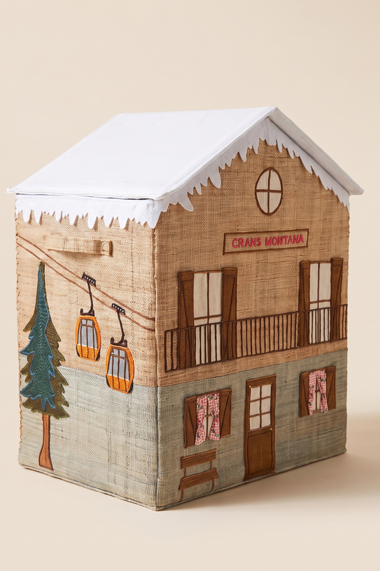 Coffre de rangement raphia – Maison Crans Montana