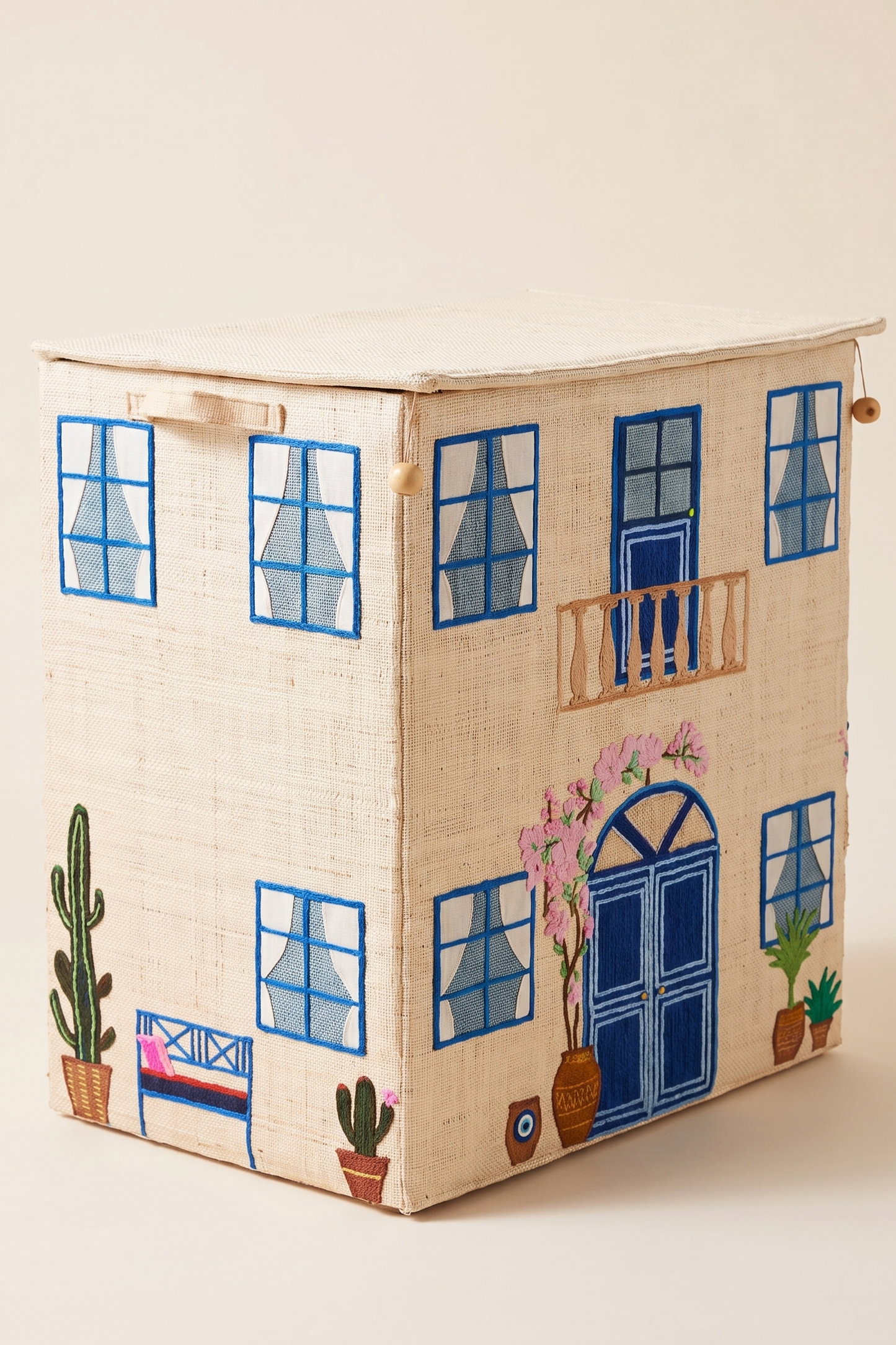 Coffre de rangement raphia – Maison Mykonos