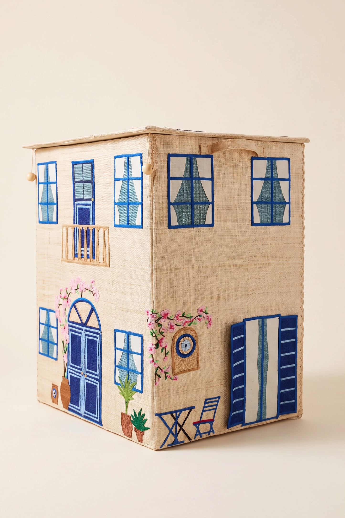 Coffre de rangement raphia – Maison Mykonos