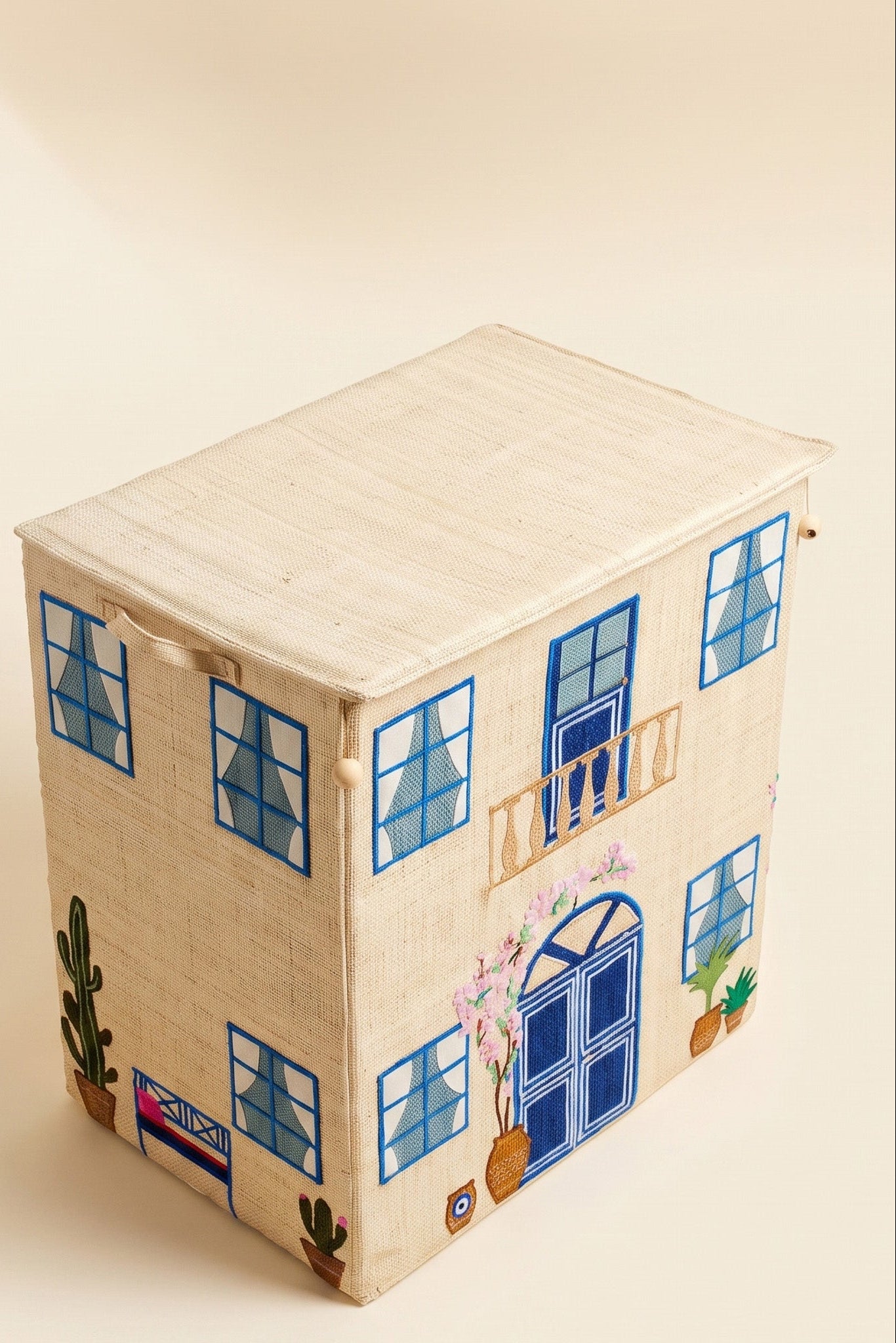 Coffre de rangement raphia – Maison Mykonos
