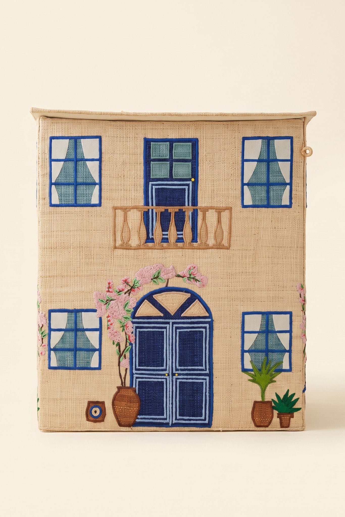 Coffre de rangement raphia – Maison Mykonos