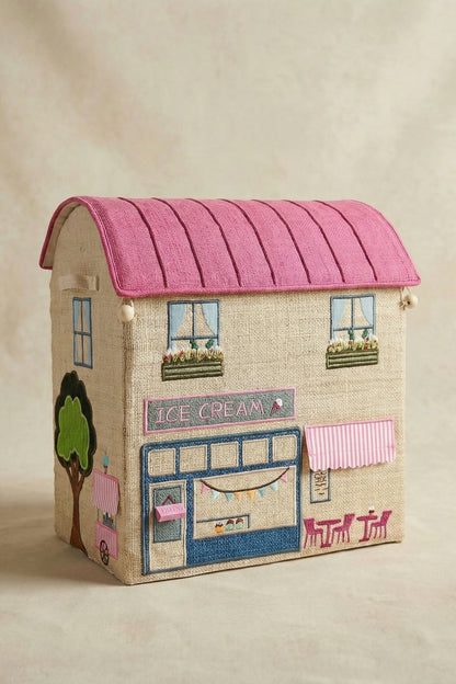 Maison Ice Cream - coffre rangement enfant raphia naturel Poumpoum Kids