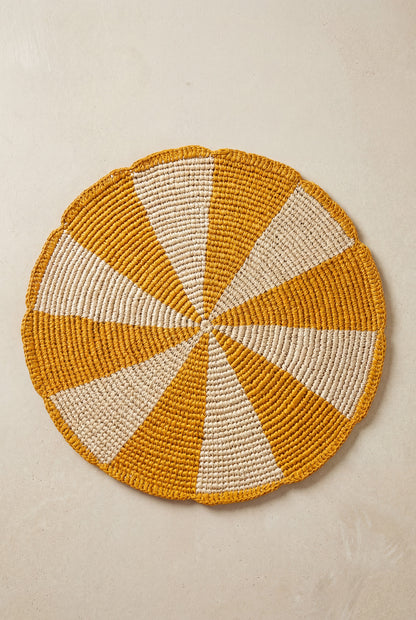 Set de table Pio Rosace Jaune - set raphia naturel Poumpoum