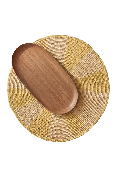 Set de table Pio Rosace Jaune Clair - rosace en raphia fait main Poumpoum