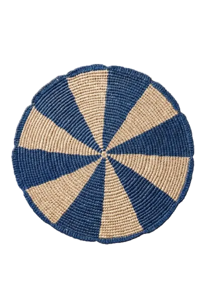 Set de table Pio Rosace Bleu - rosace en raphia fait main Poumpoum