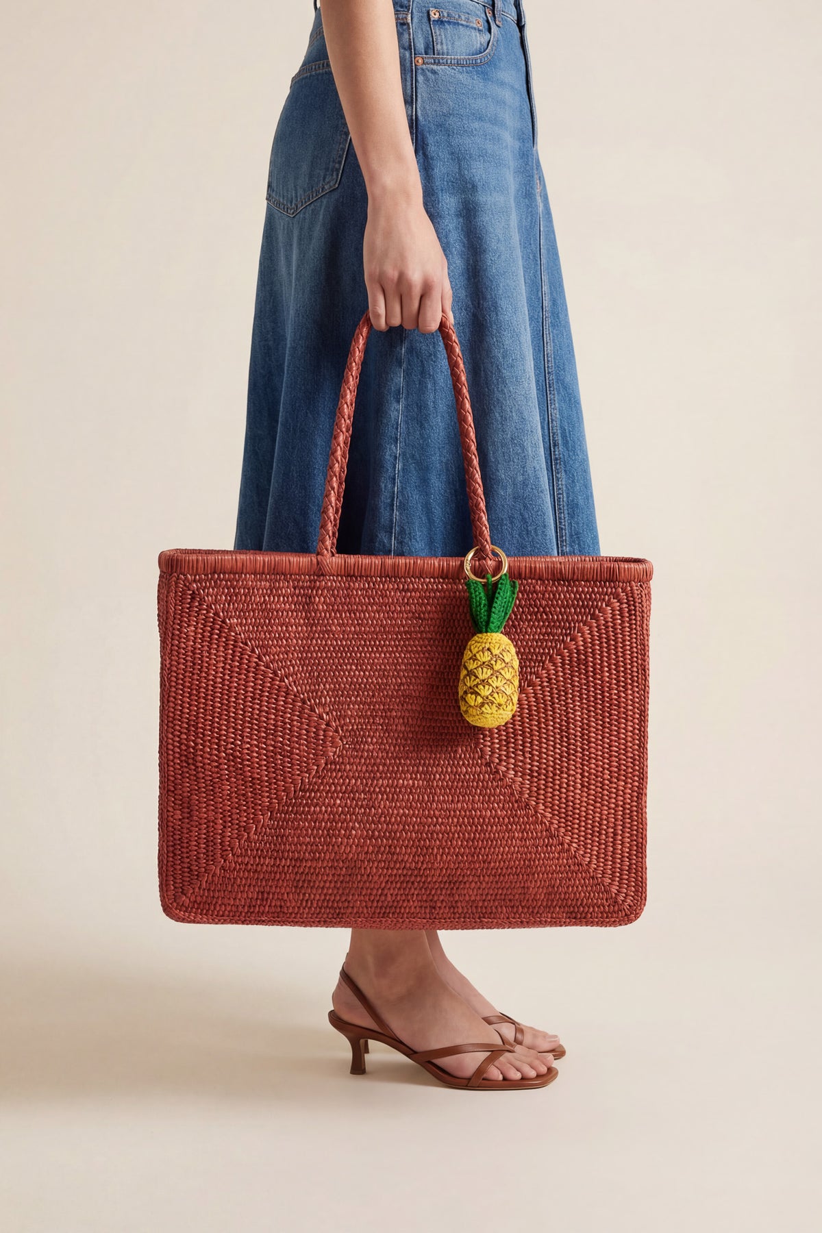 Petit Panier Mila Terracota - sac raphia été chic Poumpoum Kids