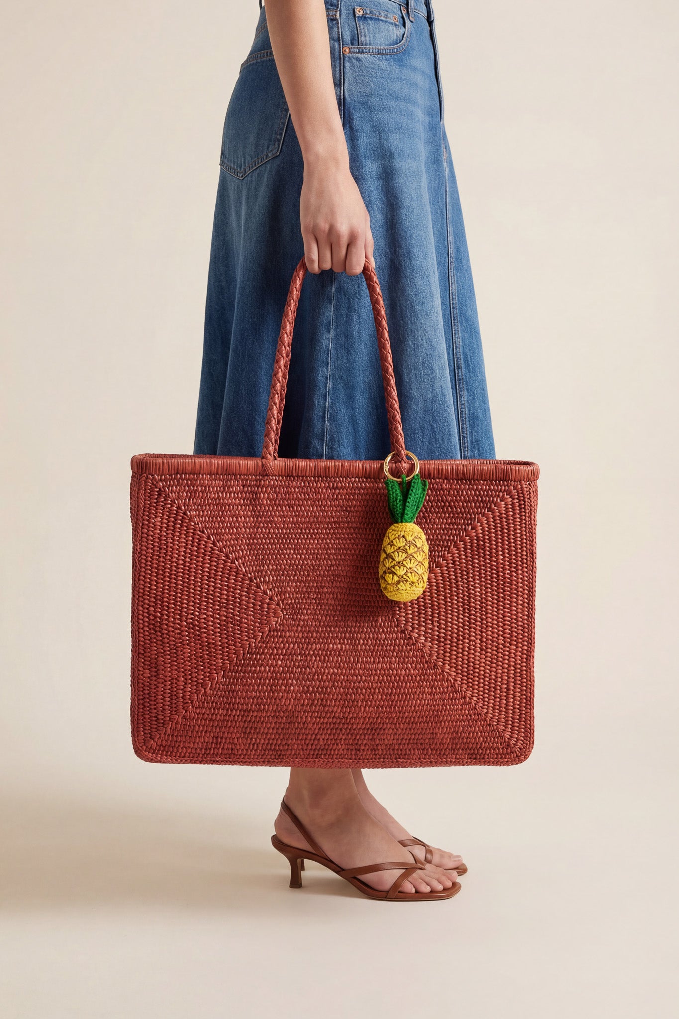 Petit Panier Mila Terracota - sac raphia été chic Poumpoum Kids