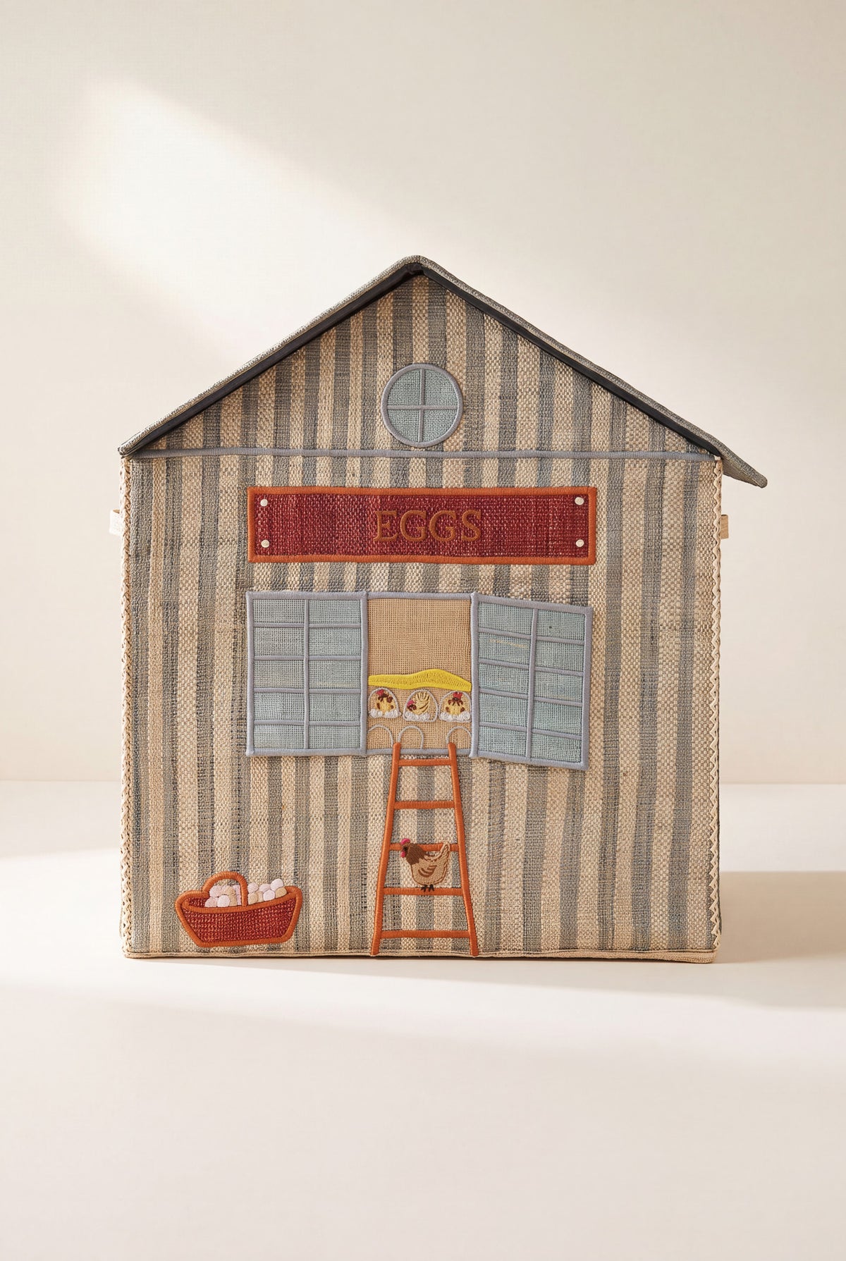 Maison Poulailler — coffre de rangement enfant en raphia naturel, fait main Poumpoum Kids