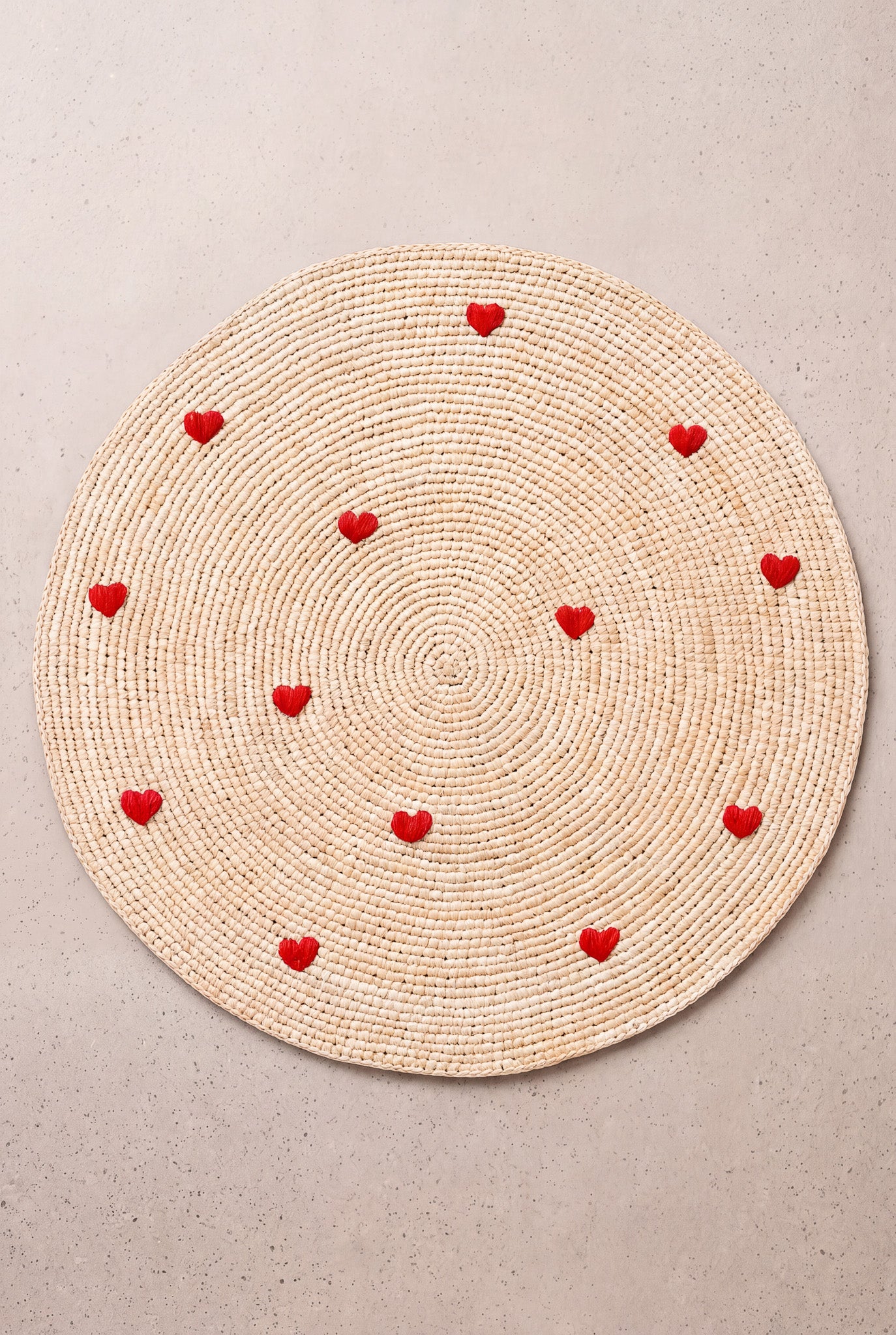 Set de table Pio naturel broderie coeurs