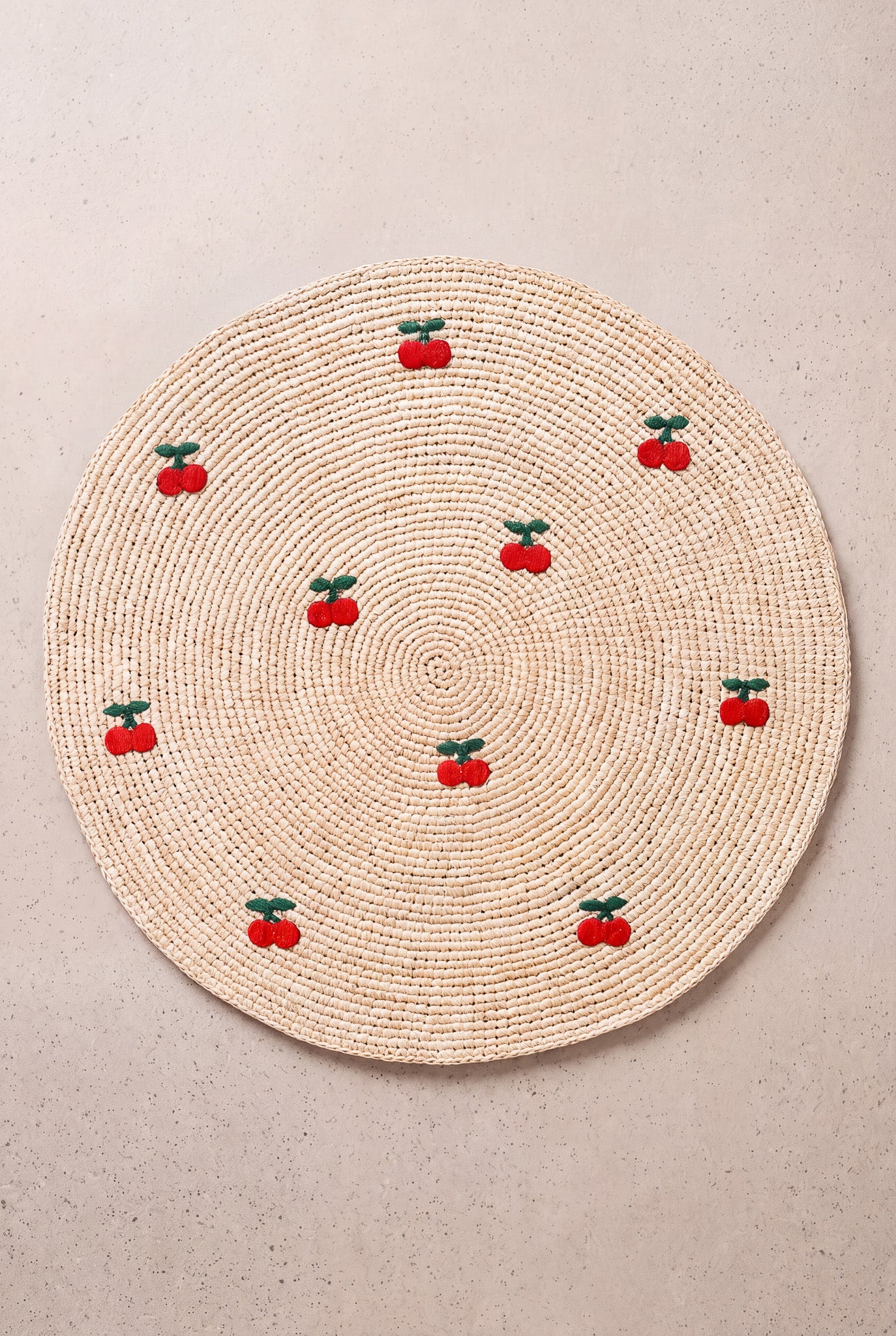 Set de table Pio naturel broderie cerises