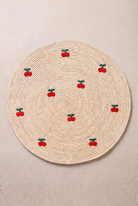 Set de table Pio naturel broderie cerises