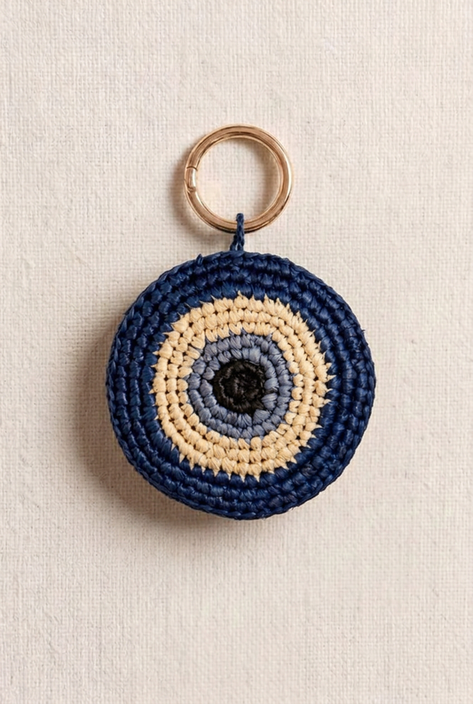 Porte-clé œil porte-bonheur en raphia, bijou de sac fait main Poumpoum Kids
