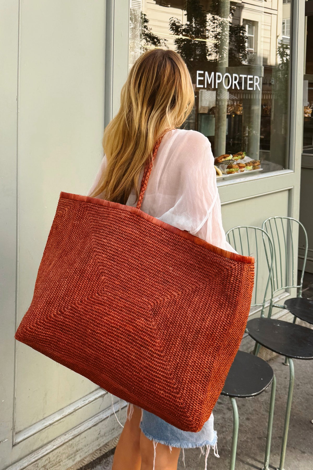 Panier raphia terracotta maxi - Mila