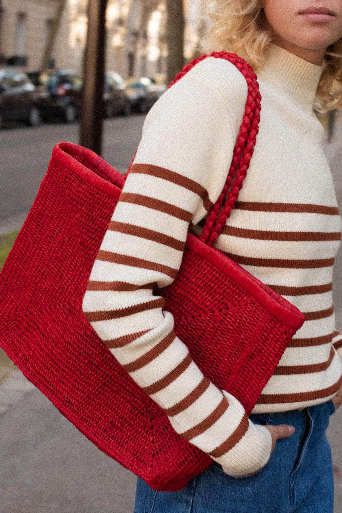 Petit Panier Mila Rouge - panier d'accessoire mariage fait main