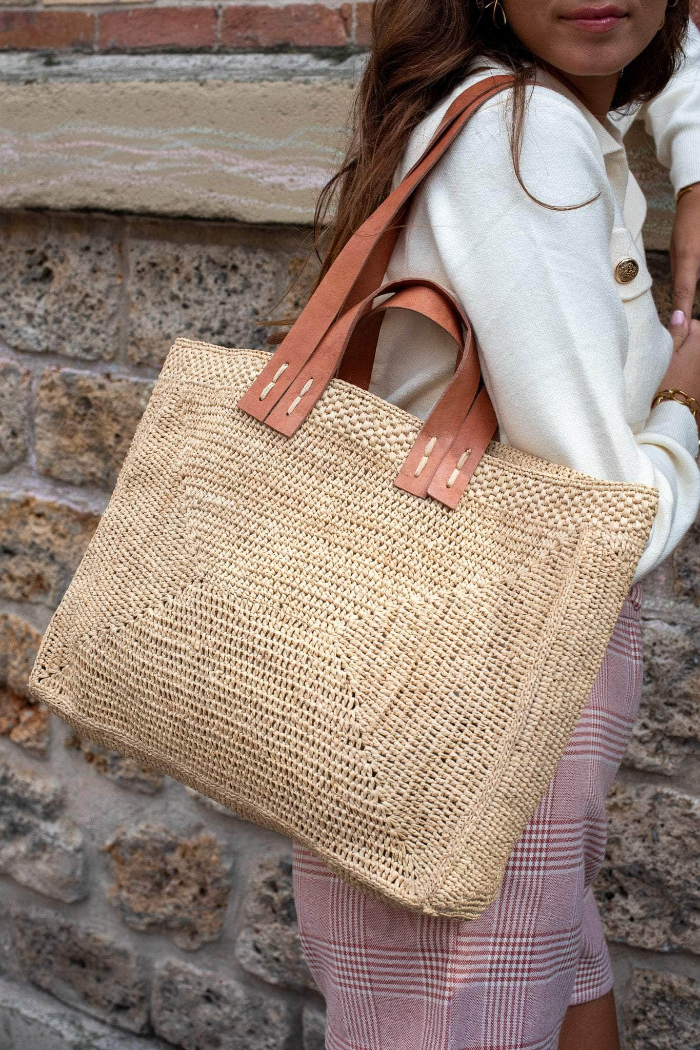 POUMPOUM CABAS Panier en raphia naturel Mini Chloé