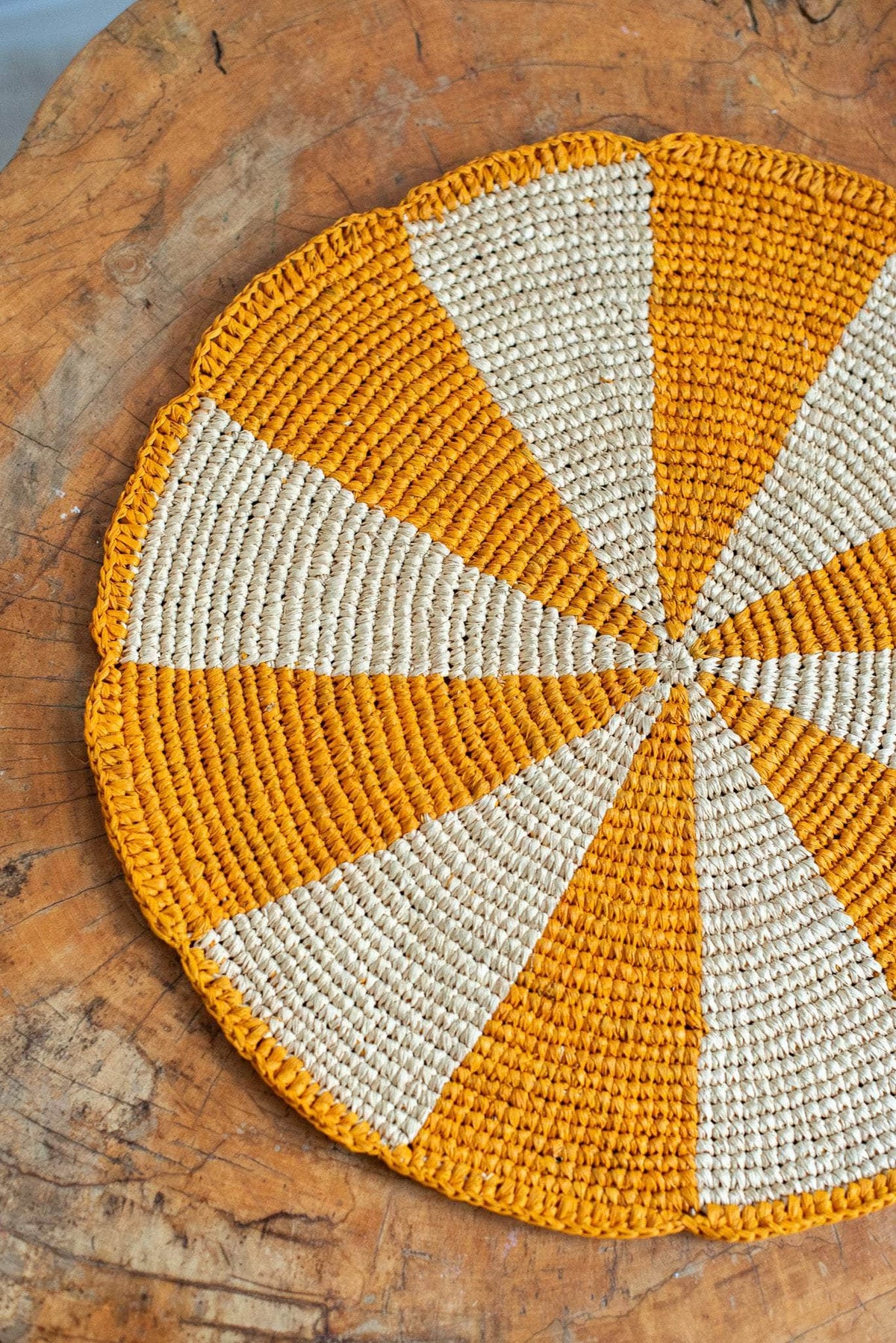 Set de table Pio Rosace Jaune - décoration table été raphia Madagascar