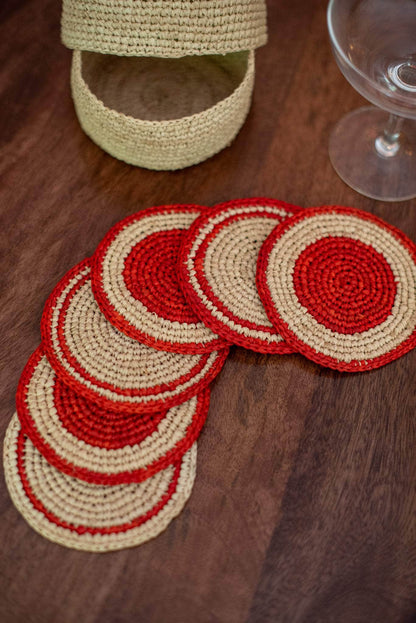 POUMPOUM HOME Dessous de verre Pio rouge