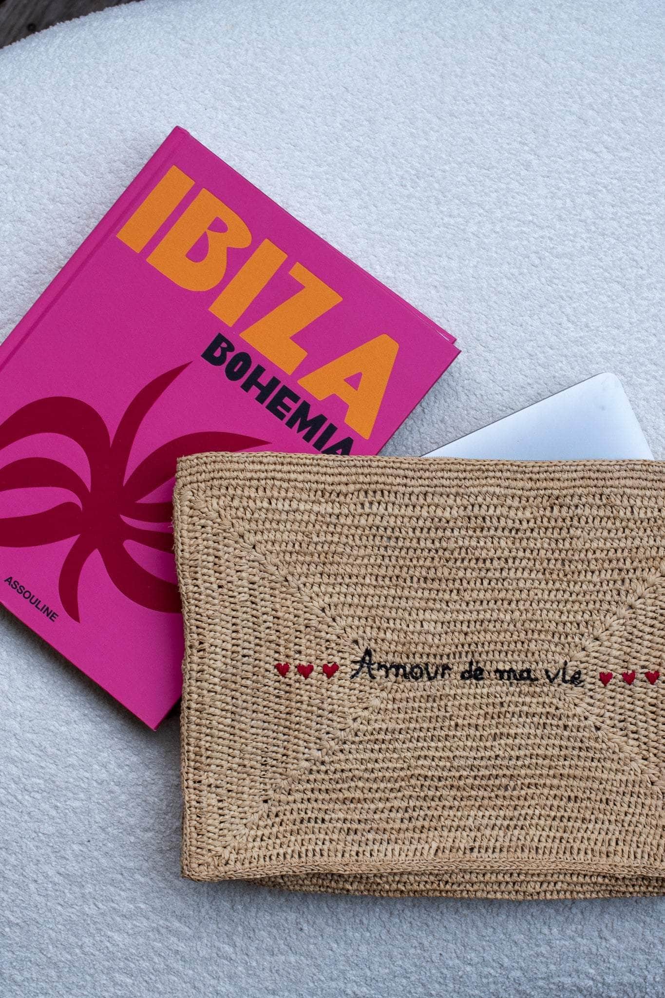 Pochette en raphia naturel Amour de ma vie