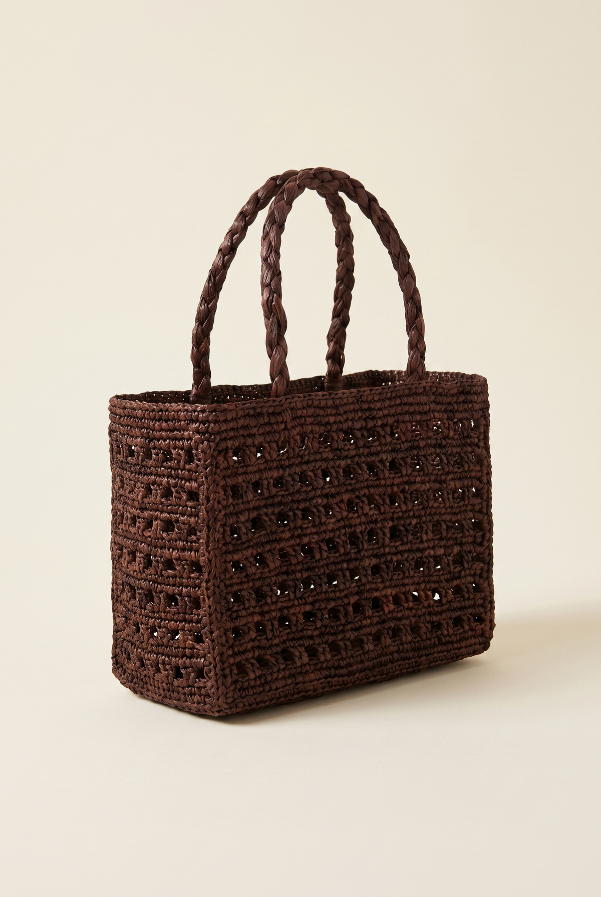 Mini panier raphia ajouré marron - Pio