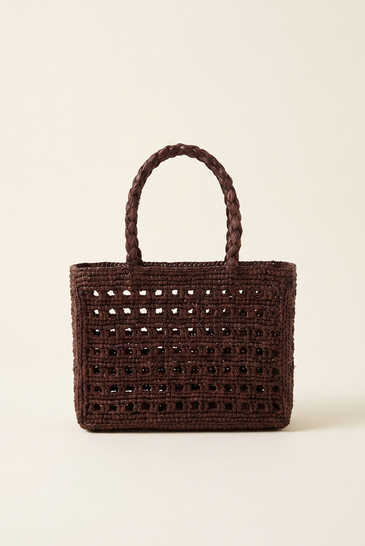 Mini panier raphia ajouré marron - Pio