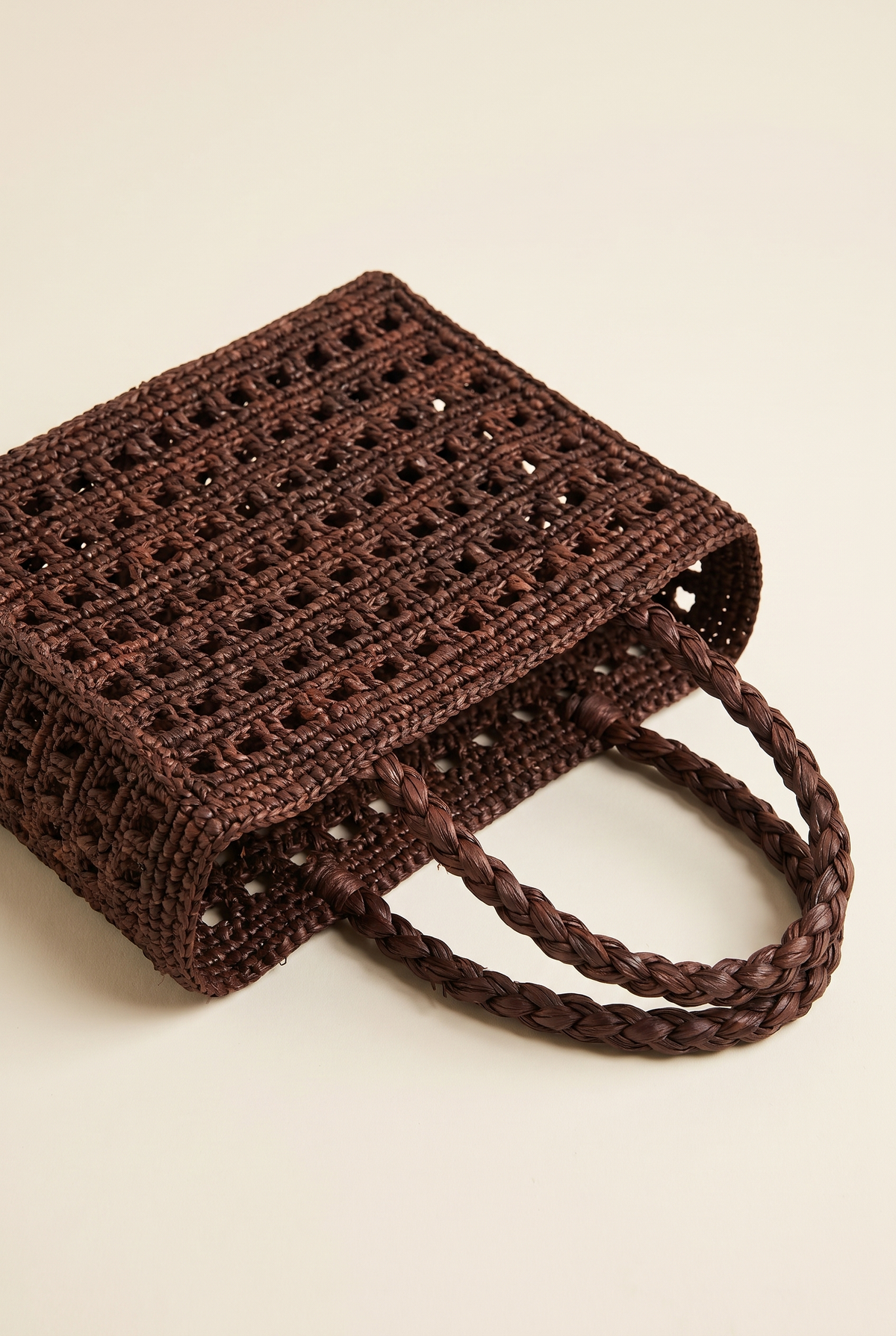 Mini panier raphia ajouré marron - Pio